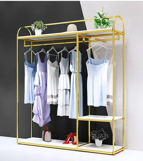 Gold bag shelf shelf women's clothing store shelf floor display shelf creative double-layer clothing store display shelf