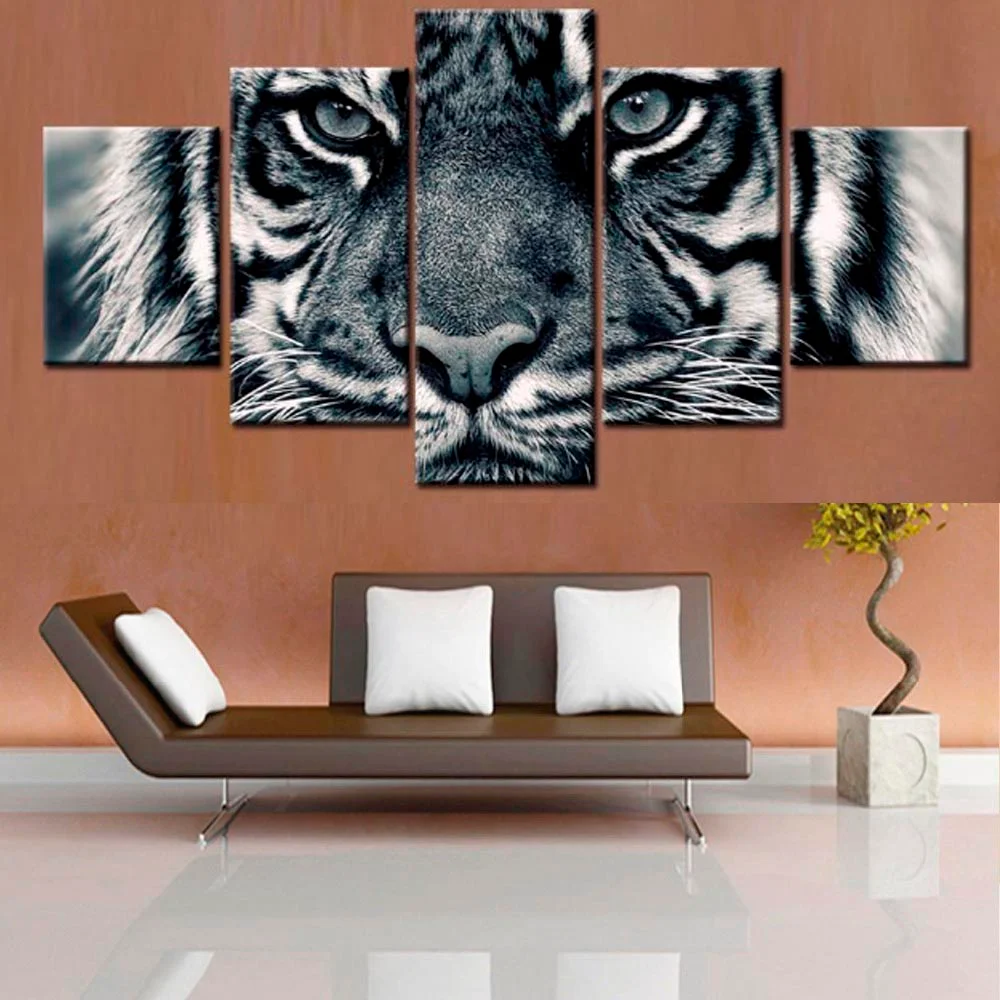 

Wall Art Canvas Painting HD Printed Poster Home Decoration 5 Panel Animal Tiger Living Room Modular Pictures