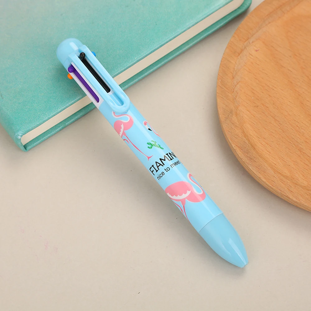 3Pcs/Lot 6 In 1 Unicorn Colorful Pens Novelty Multicolor Ballpoint Pen Multifunction Stationery School Supplies