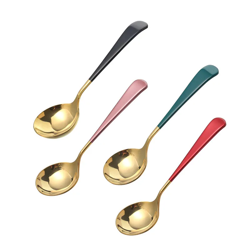 

1 Pieces Stainless Steel Round Head Spoons Table Spoon coffee Stirring Spoon Used for Dinner Soup Grain Dessert Fruits