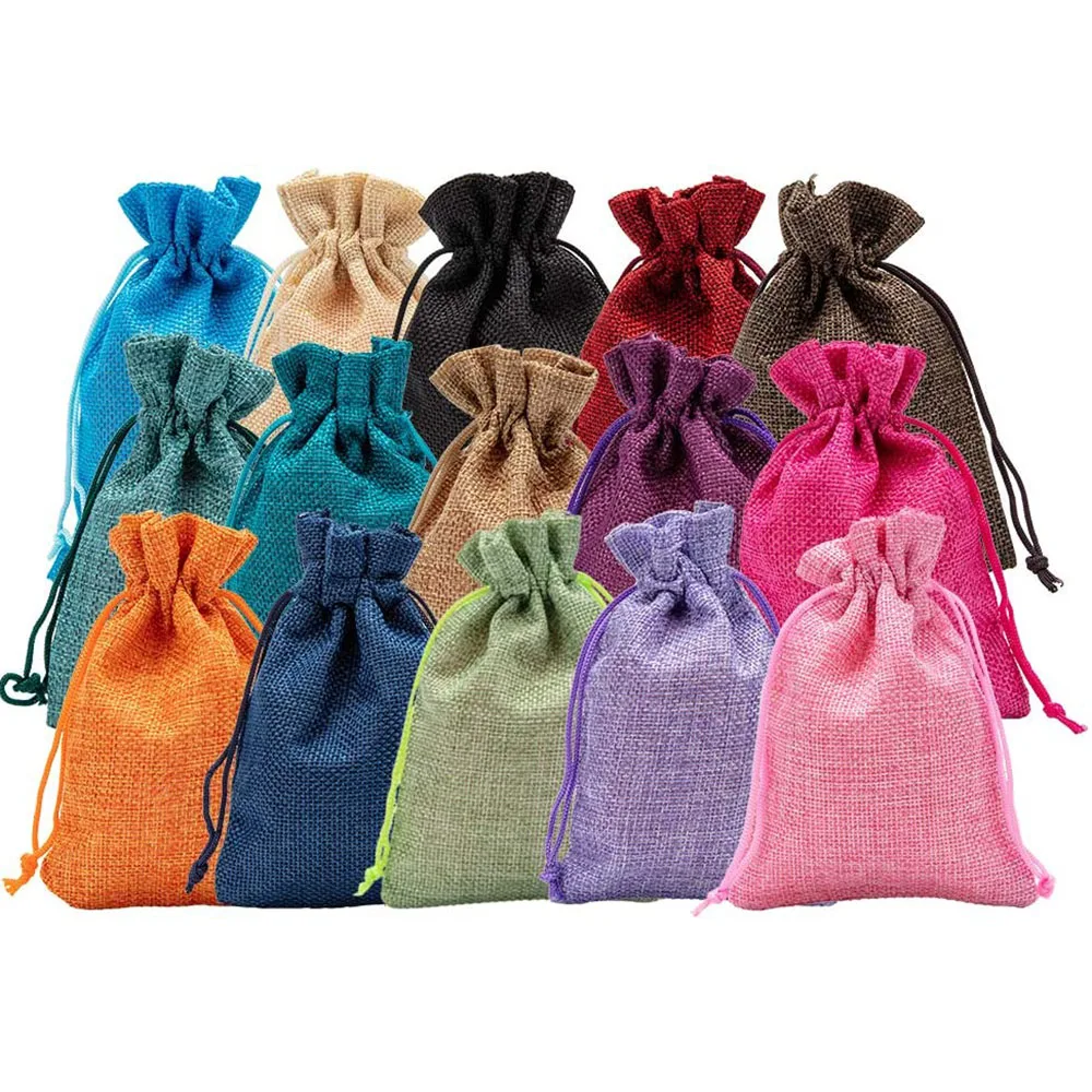 5Pcs Burlap Storage Bags Drawstring Gift Bag Jewelry Pouch For Christmas Party Storage Bag Wedding Party DIY Craft Packing Bag