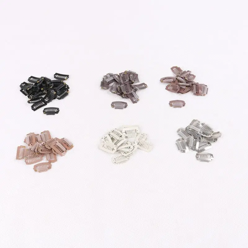 50pcs 2.3cm Black Brown Color Wig Clips Snap Clip For Hair Extension Wig Weft Wig PP Hairpins Large Clips Styling Tools