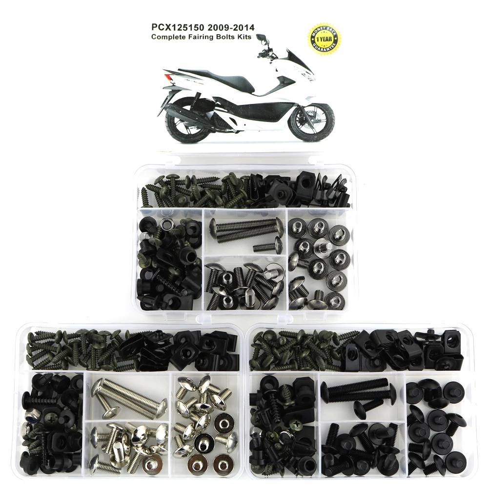 

For Honda PCX125 PCX150 2009 2010 2011 2012 2013 2014 Motorcycle Complete Full Fairing Bolts Kit Screws Steel Nuts Set