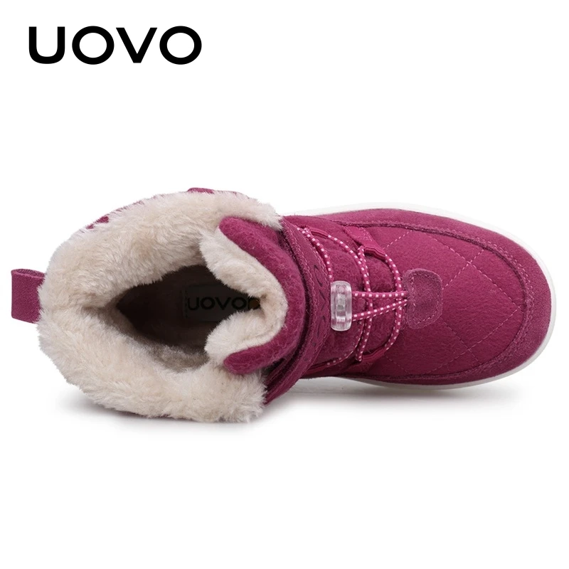 UOVO New Arrival Winter Kids Snow Fashion Children Warm Boots Girls Shoes With Plush Lining Size 28-38