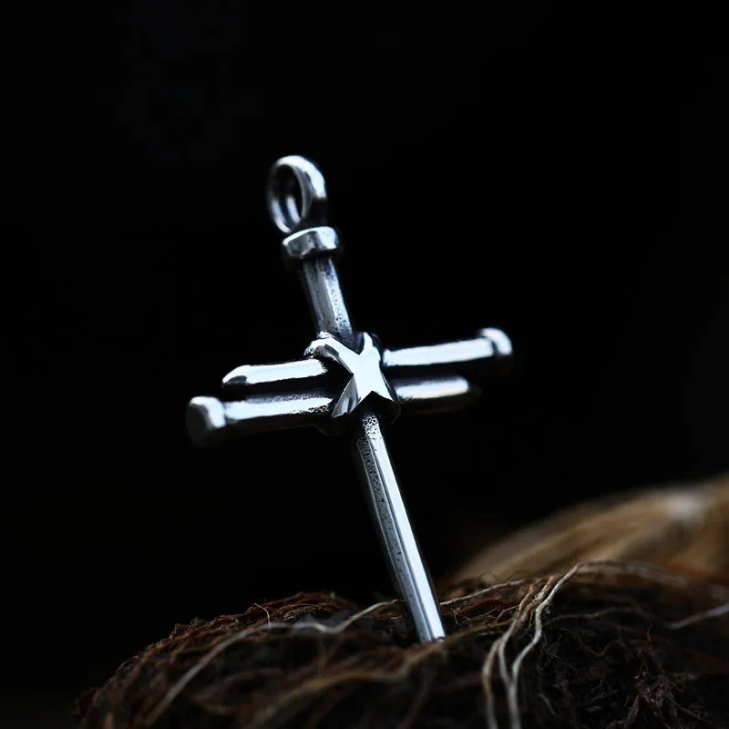 Stainless Steel Pendant Religious Simple nail cross pendant Religious Christian Men Necklace Jewelry BP8-680