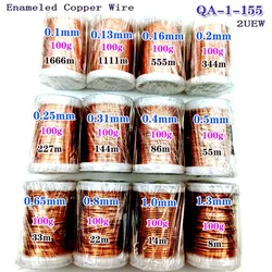 100g/Roll QA-1-155 2UEW Polyurethane Enameled Copper Wire Varnished Diameter 0.1 to1.5mm For Transformer Wire Jumper