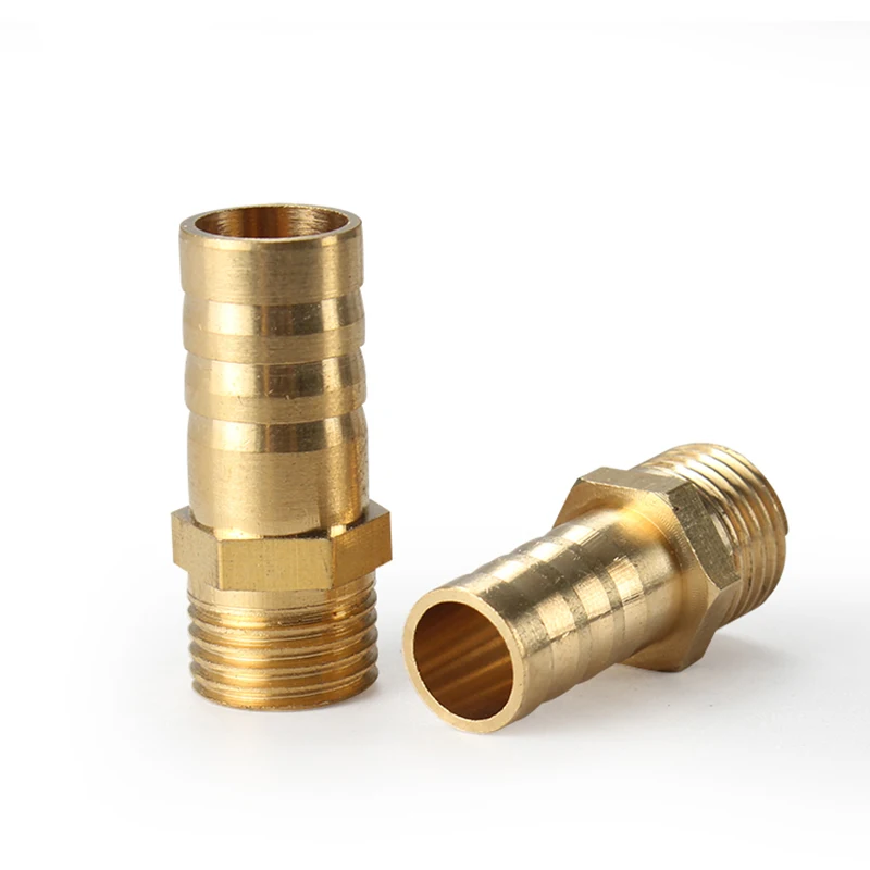 Accesorio de tubería de latón, 4mm, 6mm, 8mm, 10mm, 12mm, cola de lengüeta para manguera, 1/8 ", 1/4", 1/2", 3/8 ", conector macho BSP, adaptador de acoplador de cobre de junta