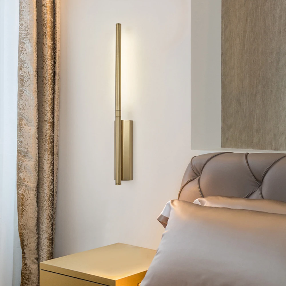 

Nordic mini wall lamp LED Long Modern Gold iron wall lamp for Living Room Bedroom Kitchen Indoor Home Decor coffee shop light
