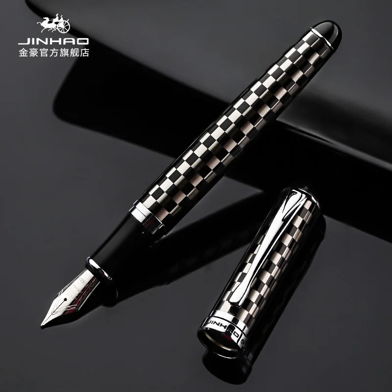 Jinhao Metal Fountain Pen, Canetas de Tinta de Aço para Presente, Material de Escritório, Material Escolar, Silver Clip, Estilo Clássico, 0.5mm Nib,