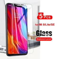 5Pcs Screen Protector For Xiaomi Mi 8 Glass HD Protective Film Ultra Thin For Xiaomi Mi 8 Lite SE Pro Tempered Glass