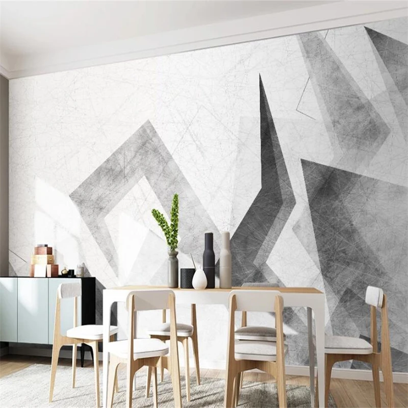 

papel de parede Custom wallpaper 3d minimalist black and white triangle line modern minimalist mural TV background wall paper