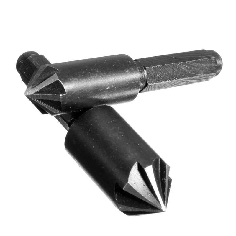 2 PC 7 Flute Countersink Sedikit Alat Set Meja Wastafel HCS Chamfering Cutter Rose Reamer Talang 1/4 Inci (6.35 MM) hex Shank Mata Bor