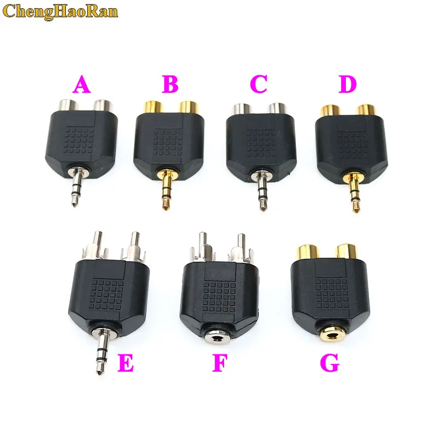 ChengHaoRan 3.5 mm Jack Stereo Male To 2 RCA Plug Female Adapter Y Splitter RCA Audio Adapter Connector 3.5mm Audio Cable Conver