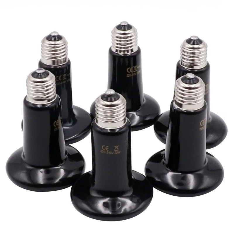 1szt Lampa grzewcza dla zwierząt Czarny ceramiczny emiter podczerwieni Żarówka grzewcza dla zwierząt Lampa dla gadów 25W 50W 75W 100W 150W 200W Lampa