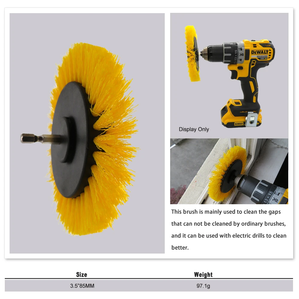 3.5 Inch Drill Cleaning Brush Scrubber Electric Brush with 1/4\