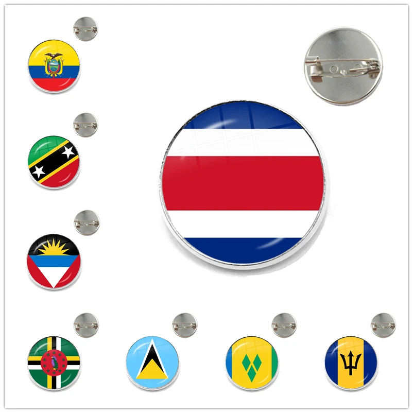 Wspólnota dominiki, Saint Lucia,Saint Vincent i grenadyny, Barbados,Grenada, ekwador flaga narodowa szklane broszki