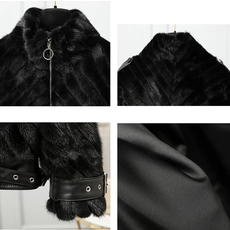 Fur Mink Coat Women\'s Short Zipper Stand Collar Real Mink Fur Coat 2022 Winter Fashion Jacket Genuine Natural Fur Mink Coats