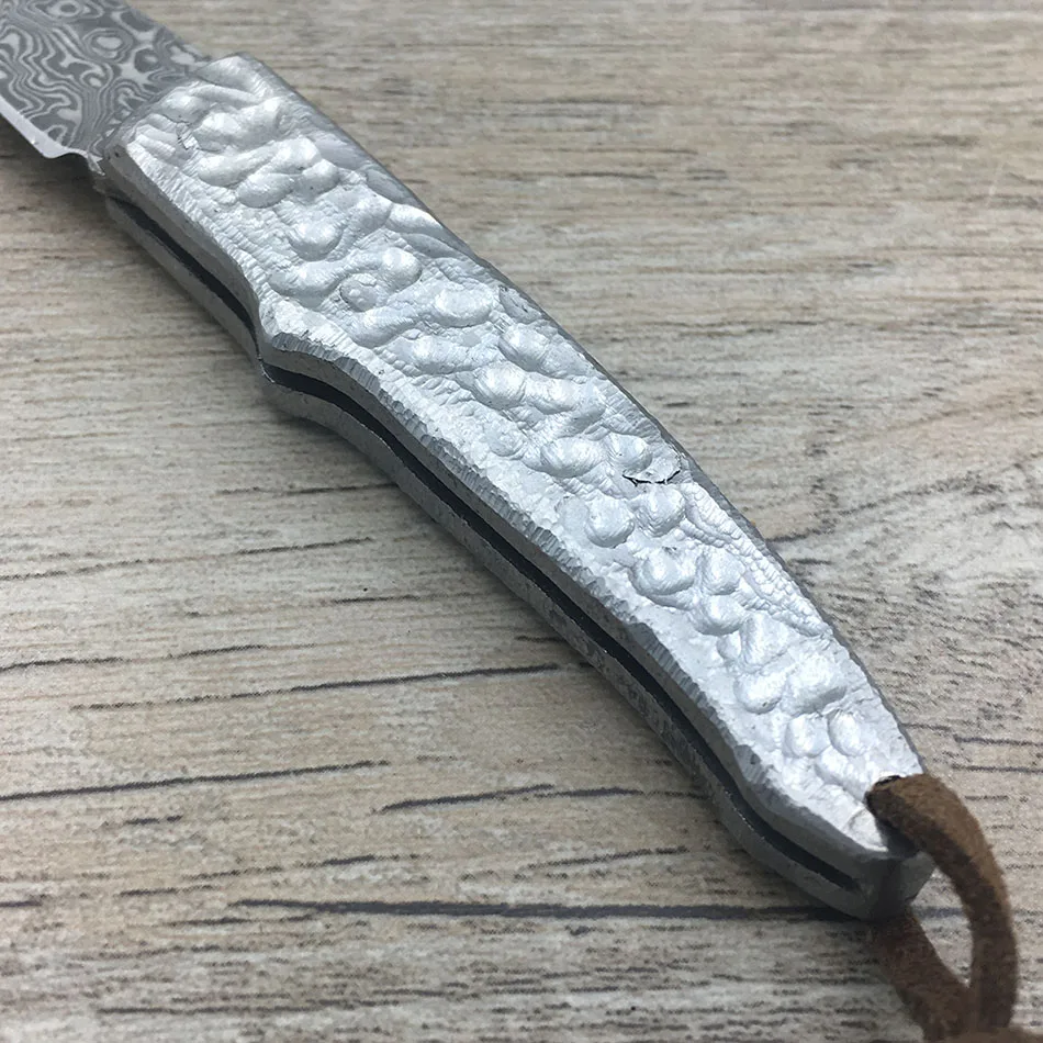 Couteau pliant de poche en acier, damas, pour Camping, ordinateur, poignée sculptée, utilitaire d'auto-défense d'extérieur