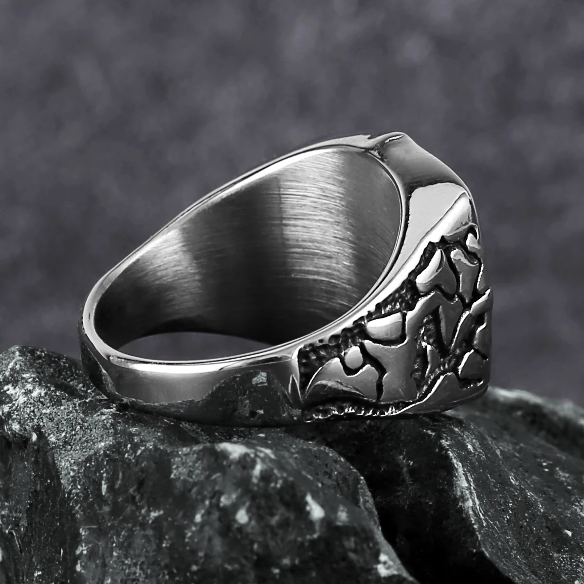 Vikings Cross Nautical Chart Amulet Ring Men\'s Stainless Steel Nordic Rune Ring Gift Biker Punk Hip Hop Jewelry