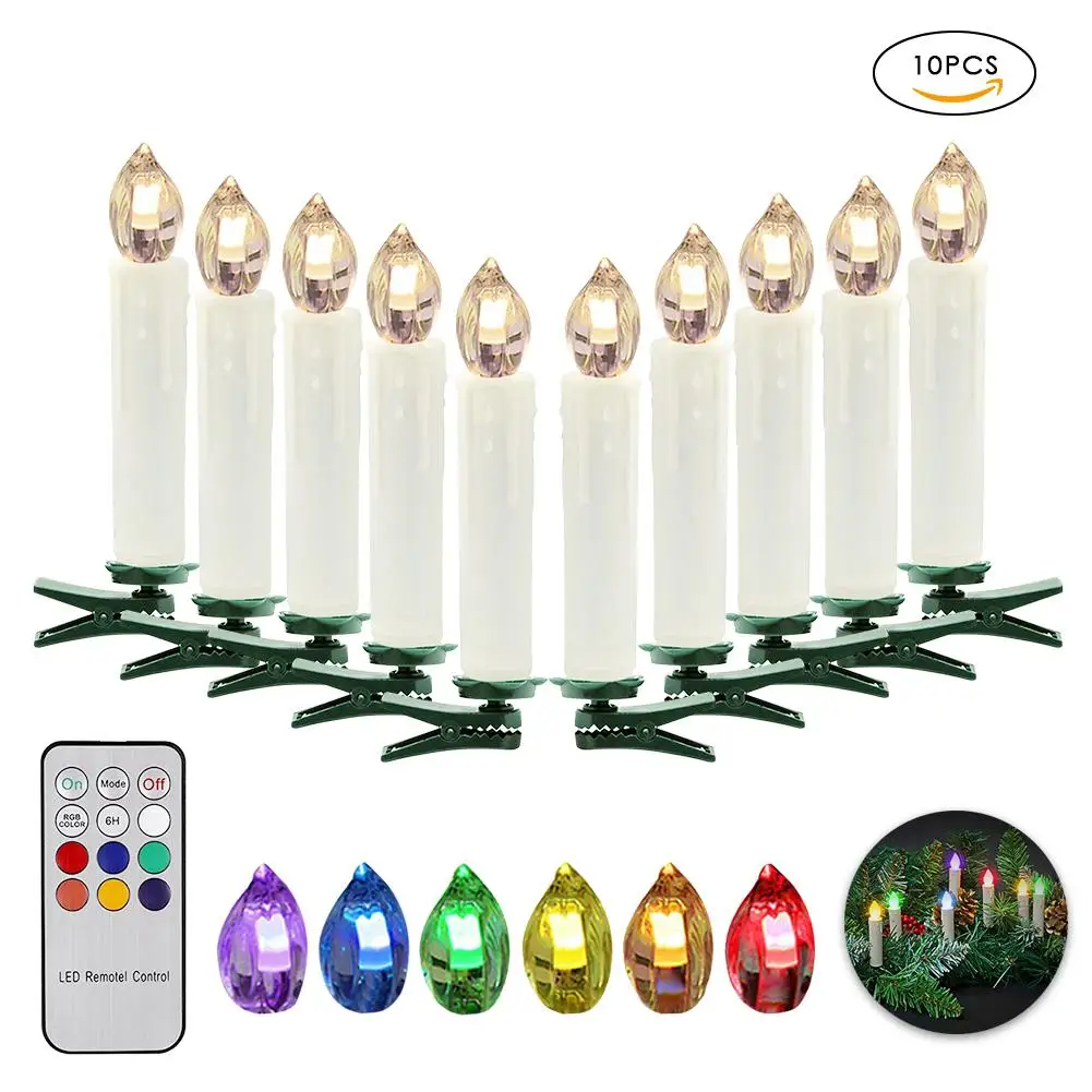 10Pcs LED Battery Candles Wireless Remote Control Operated Light For Hallowmas Christmas Tree Party Wedding Decorative Lights