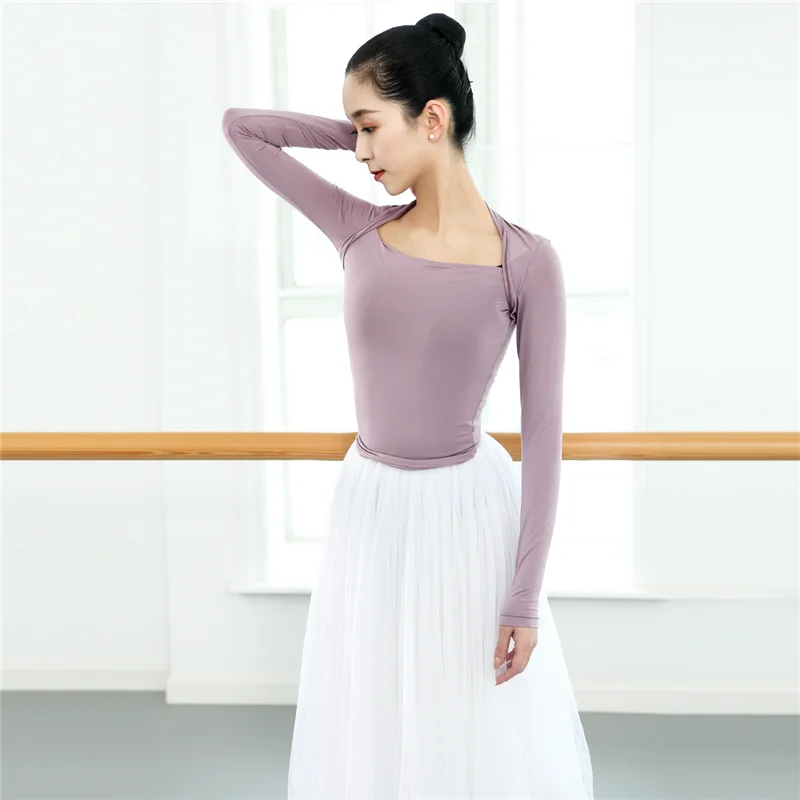Vrouwen T-shirt Yoga Tops Dance Tops Lange Mouw Modal Ballet Tops Ballerina Dancewear Winter Dance Warm Ups Buikdans kleding