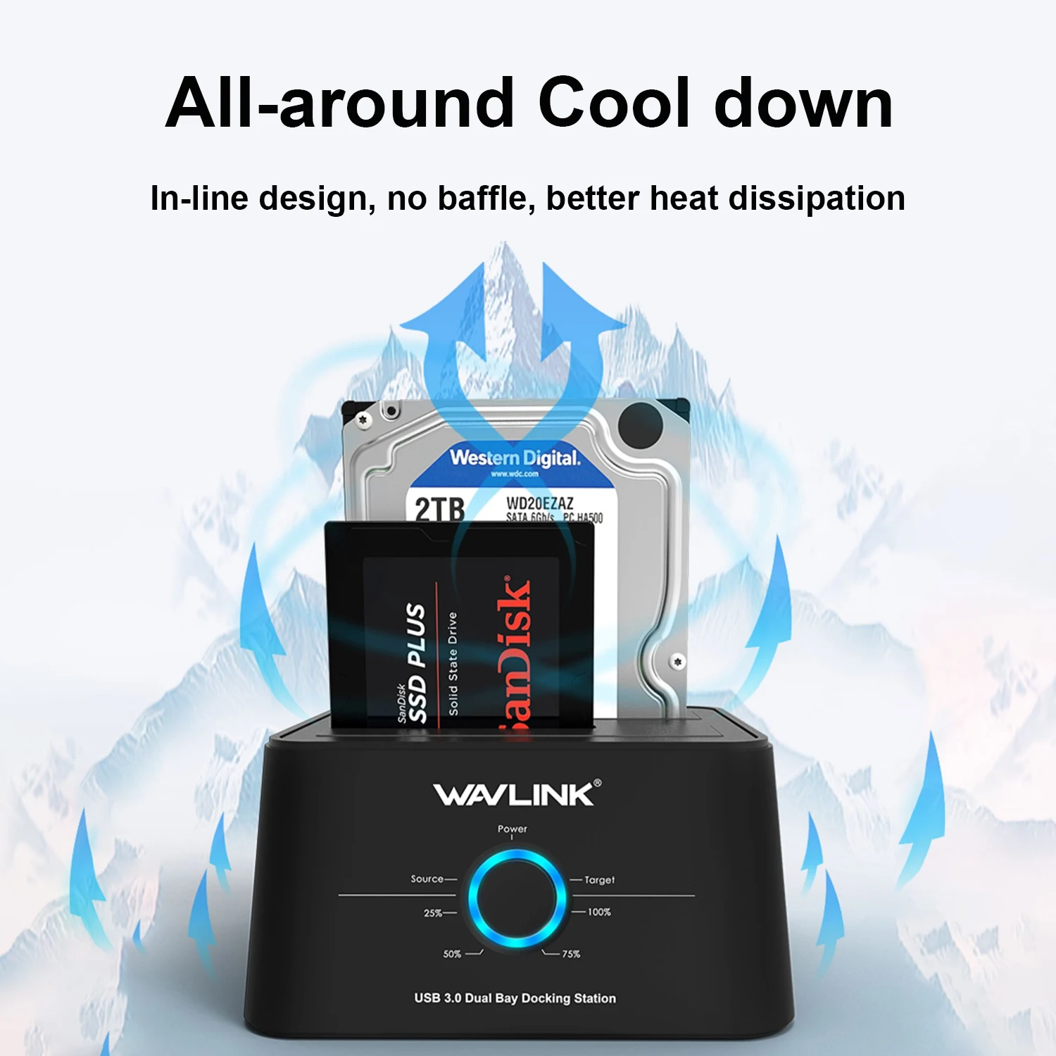 Wavlink-estación de acoplamiento HDD, carcasa de disco duro Sata a USB 3,0, adaptador UASP para 2,5, 3,5, carcasa de disco SSD, base de caja HD