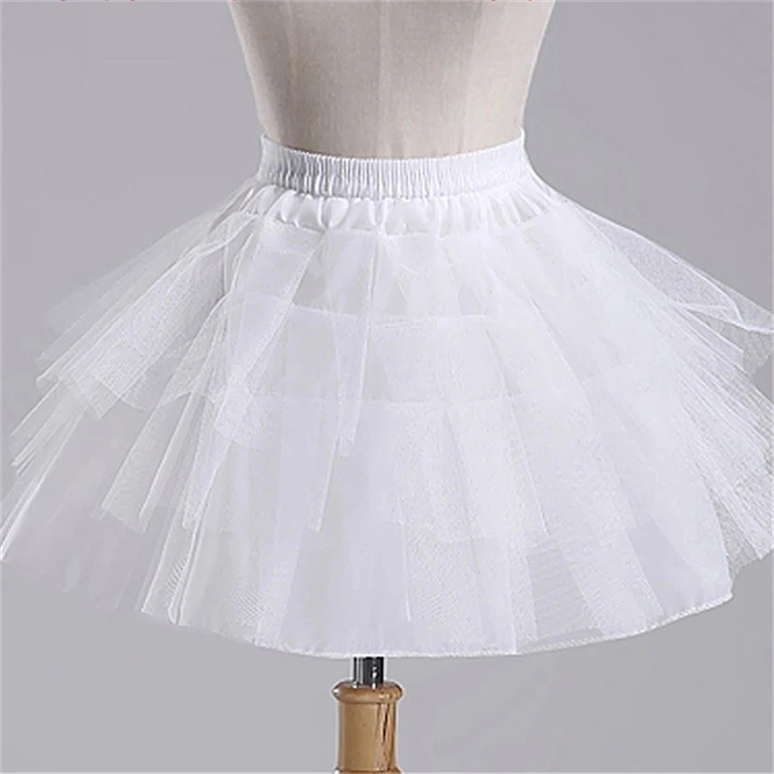 Witte Kinderen Petticoats Voor Formele/Bloemenmeisjesjurk 3 Lagen Hoepeloze Korte Hoepelrok Kleine Meisjes/Kinderen/Kind Onderrok