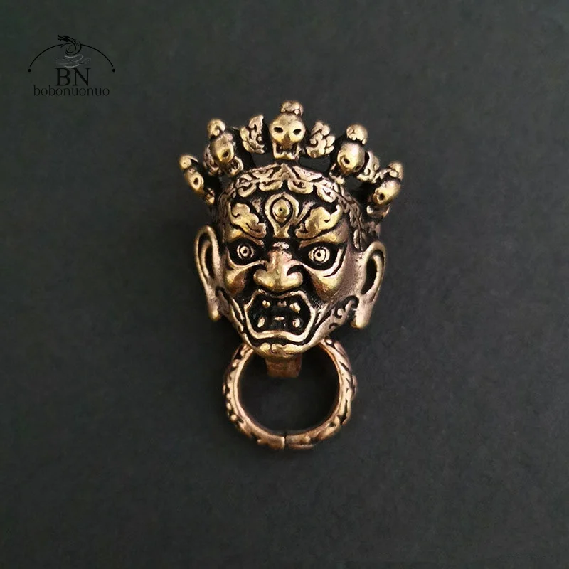 DIY Angry Buddha Skull Face Brass Screws Rivet Button Leather Bag Wallet Chains Garment Decorations Punk Retro Buckles Connector