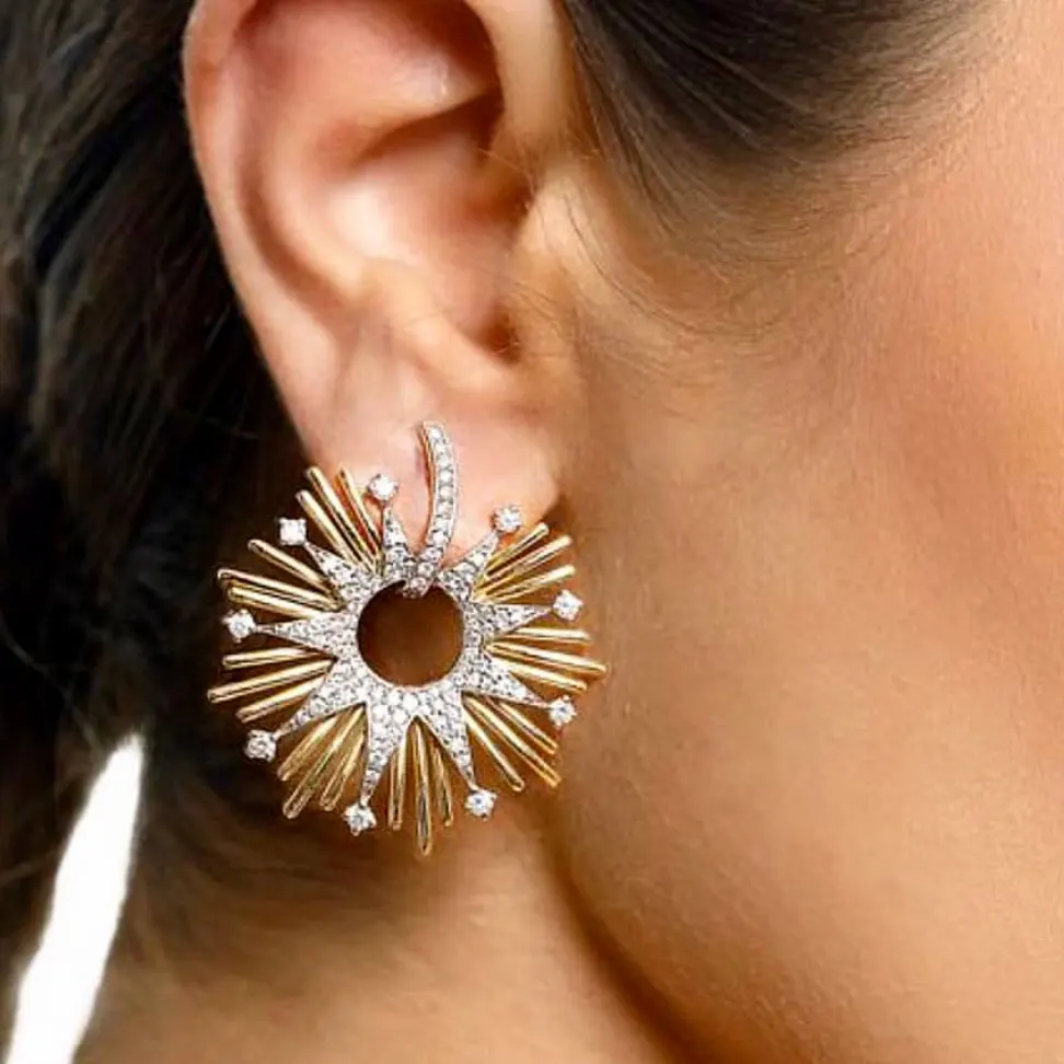 

Missvikki Fashion Firework Stud Earrings for Women Bridal Wedding Engagement Lady Girl Charm Jewelry Stage Show Party Gift