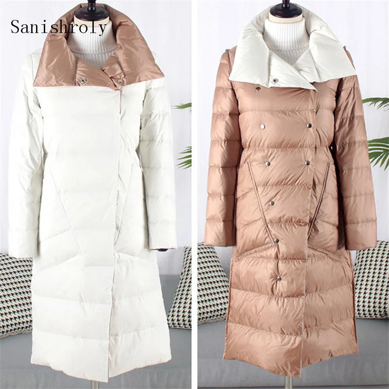 

Sanishroly Two Wear Winter Women Midi Long Double Coat Light Down Jacket Female White Duck Down Coats Outwear Plus Size 3XL S807