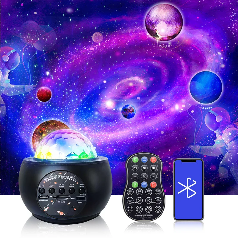 Upgrade Planet Project Proyektor Lampu Bintang Remote Control Bluetooth LED Proyektor Star Starry Galaxy Speaker Musik Lampu Dewasa