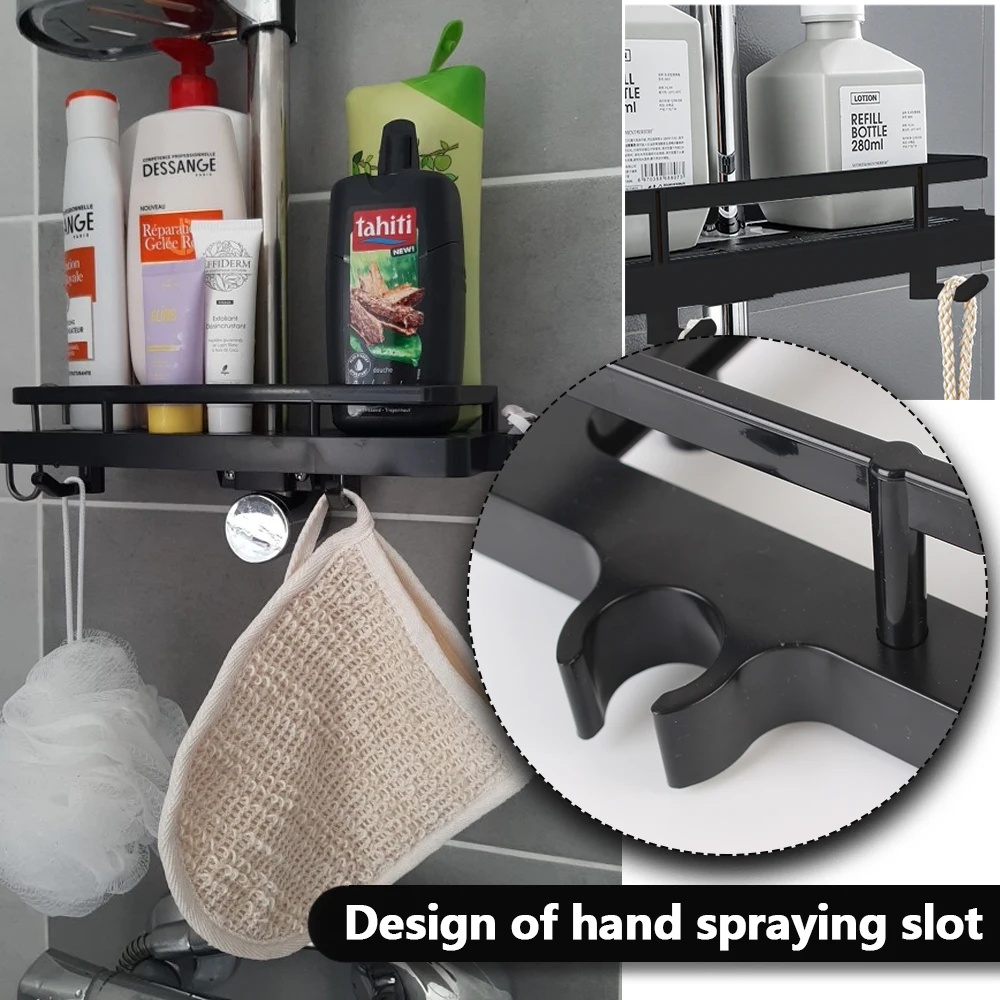 Floating Shelf Shower Storage Holder Rack No Drilling Shampoo Tray Stand Detachable Bathroom Organizer For Wall Household Item