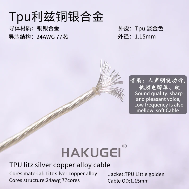 10meters TPU litz copper silver alloy OD: 1.15 24AWG 77core