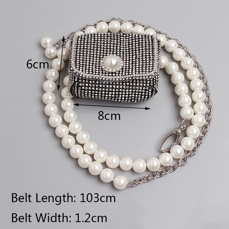 Fashion Pearl Waist Bags For Women Mini Fanny Pack Vintage Chain Belt Bag Luxury  Waist Pack Coin Purse Decorative Bag