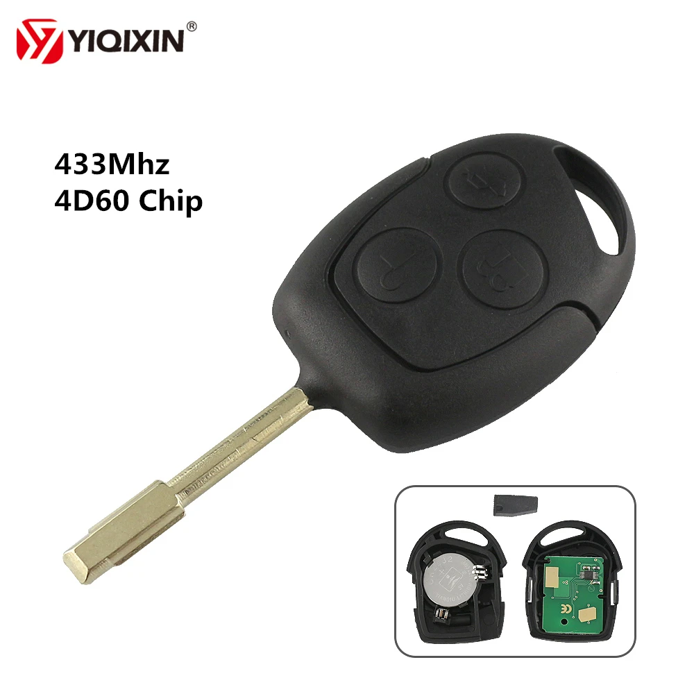 

YIQIXIN High Quality 3 Button Remote Car Key 433Mhz 4D60 Glass Transponder Chip For Ford Mondeo Smart Key With FO21 Blade