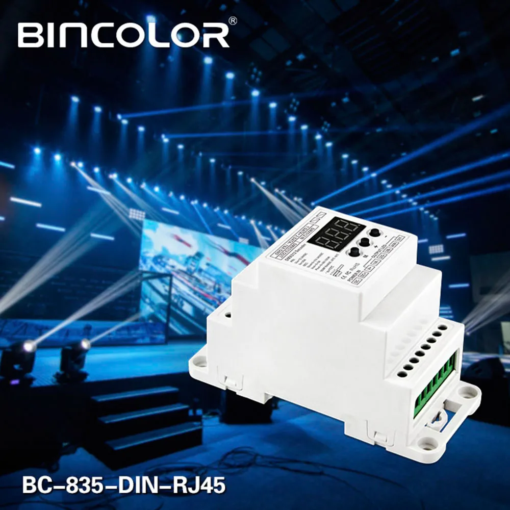 BC-835-DIN-RJ45 DC12-24V input 5A*5CH output, DIN Rail 5CH CV PWM DMX512/1990 Decoder controller for led strip light lamp