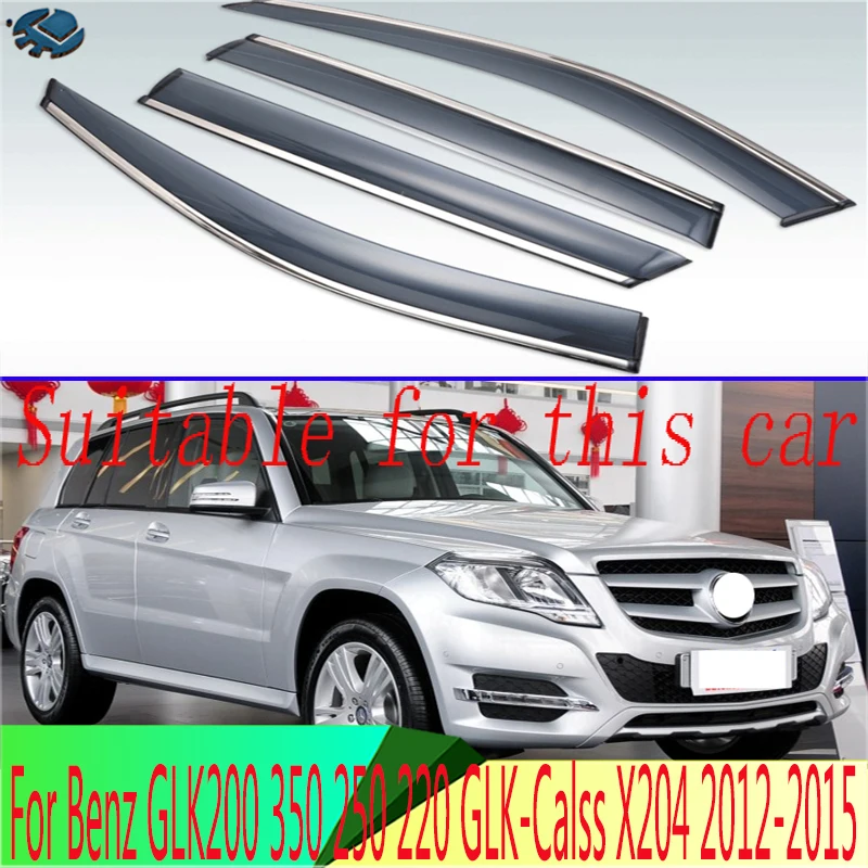 Para Benz GLK-Calss X204 GLK200 350 250 220 2012-2015 Plástico Exterior Janela Visor Ventilação Shades Sun deflector Guarda chuva 4 pcs