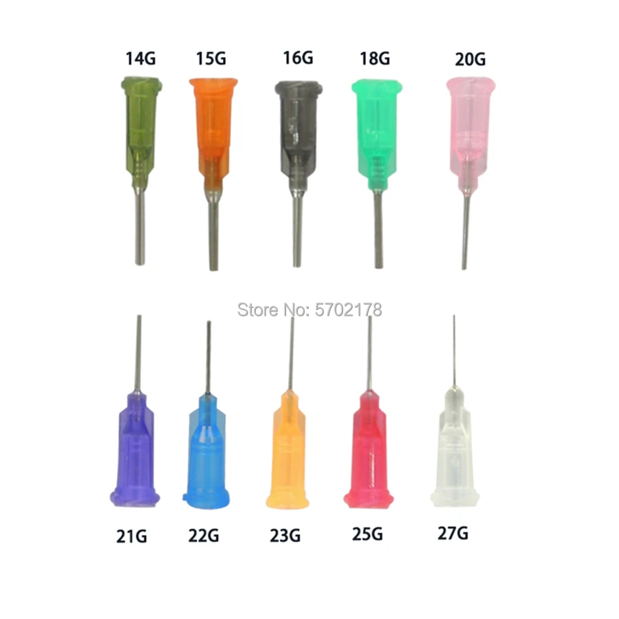 Dispensador de agulhas de plástico, dispensador de agulhas de precisão de plástico com parafuso para assento, 1/2 polegadas, 100 peças