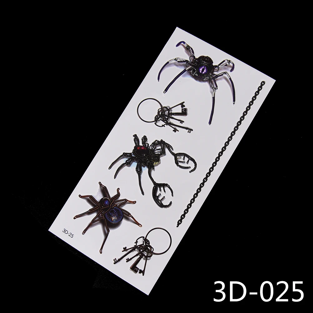 Autocollants jetables imperméables de tatouage d'insectes d'araignées de la couleur 3d grand modèle autocollant temporaire de tatouages de transfert de l'eau