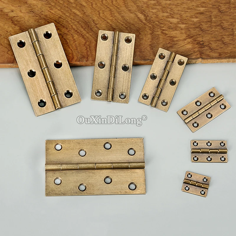 Classic Retro 20PCS European Antique Brass Cabinet Hinges Wooden Cases Jewelry Gift Box Hinges Mini Furniture Hinges w Screws