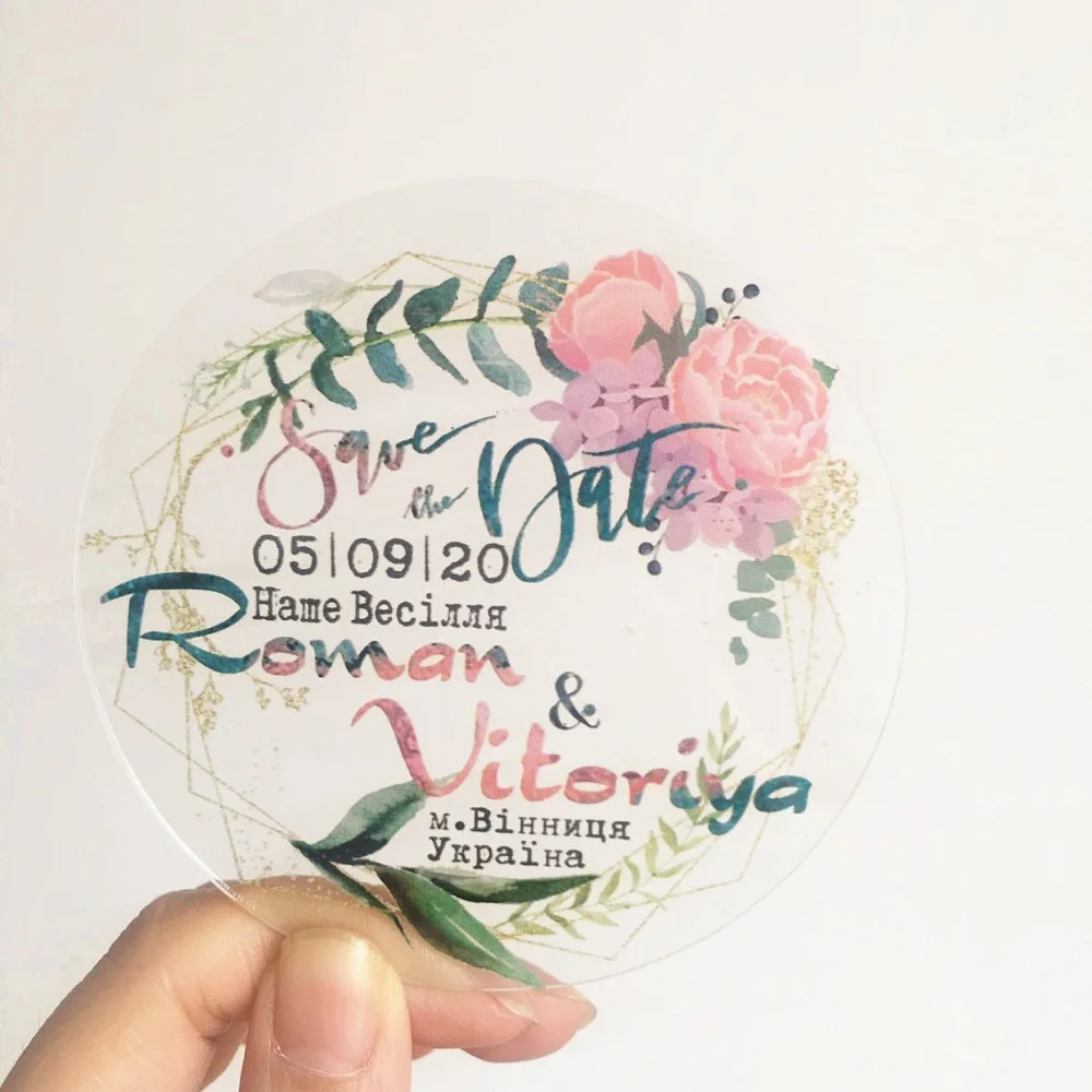 10pcs Round Shape Blush Small Wedding Save The Date Card With Laser Cut Hole Top Personalize Thank You Cards