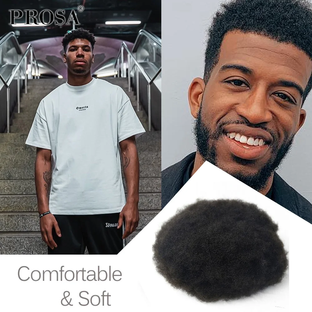 8x10 Afro Curl Men's Wig Man Thin Skin V-looped Hair System Wig For Men Fashion Natural Male Wig Man Hairpiece Natural Mens