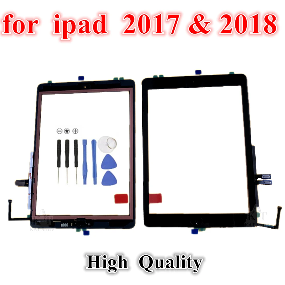 1Pcs for iPad 5 2017 5th 2018 A1893 A1954 9.7 Inch Touch Screen Digitizer Glass With Home Button Assembly + tools  Repair Parts