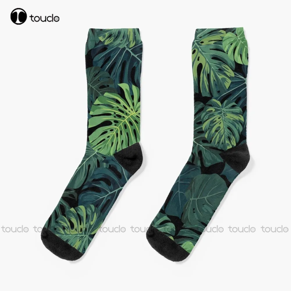 Monstera Leaves Socks Baseball Socks Personalized Custom Unisex Adult Teen Youth Socks 360° Digital Print Hd High Quality