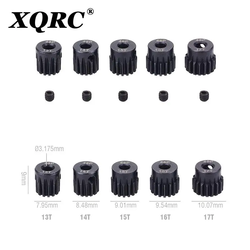 48DP 3.175mm 12t 13t 14t 15t 16T 17t 18T 19T 20T 22T 24T 25T Black steel metal Pinion Motor Gear For 1/10 Rc Model Car Motor