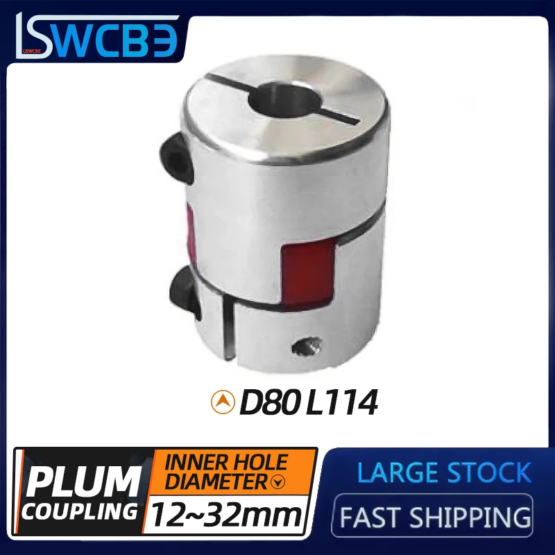 CNC Motor Jaw Shaft Coupler Flexible Spider Plum Coupling D80 L114  12/15/18/20/22/24/25/28/29/30/32mm Elastic Coupling