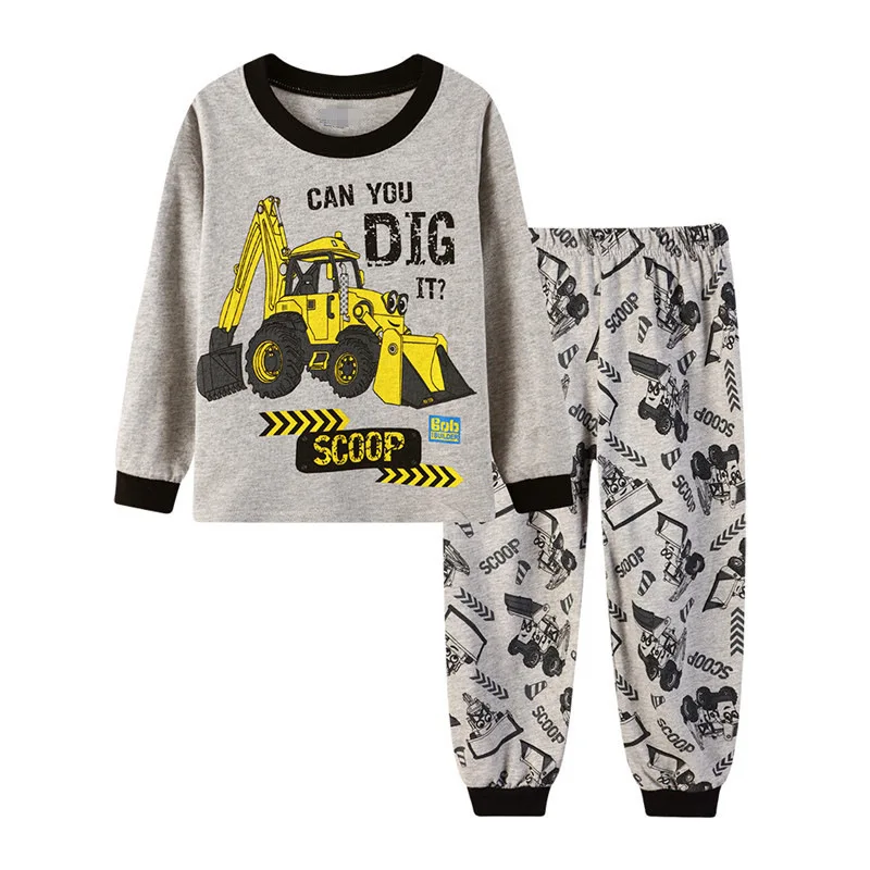 SAILEROAD Children Pajamas Excavator Pyjamas Set Kids Pijama Infantil Boys Nightwear Cotton Girls Long Sleeve Sleepwear Suit