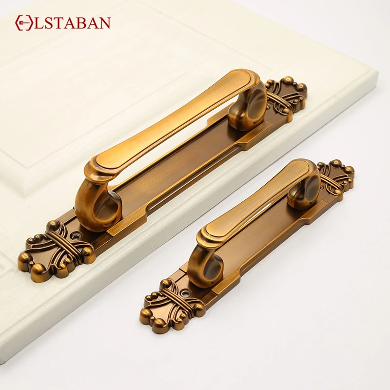 مقبض باب من سبائك النحاس والزنك العتيق مقبض باب منزلق مقبض باب خشبي برونزي مقبض باب منزلي أخضر عتيق