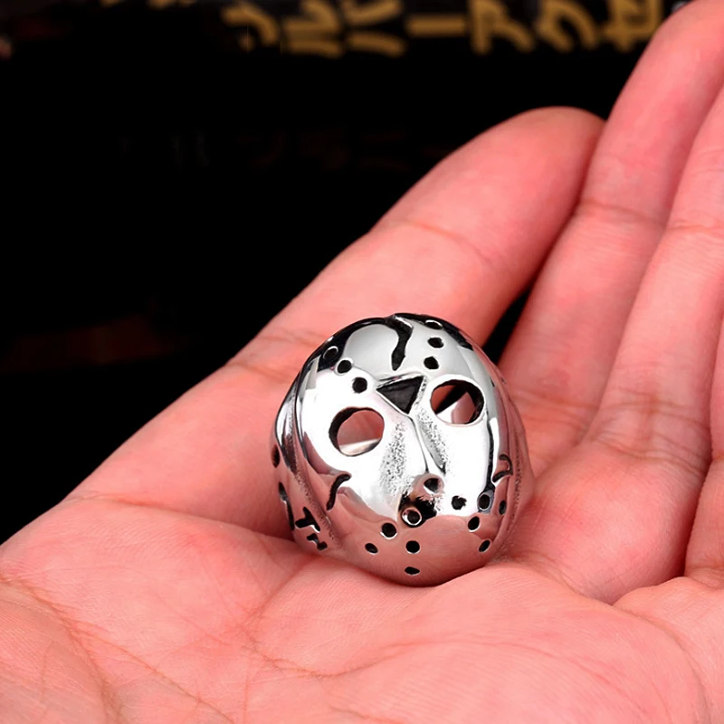 Newest Black Friday Killer Jason Mask Ring Men\'s Stainless Steel Punk Ring Male Hip Hop Biker Jewelry Creativity Gift Wholesale