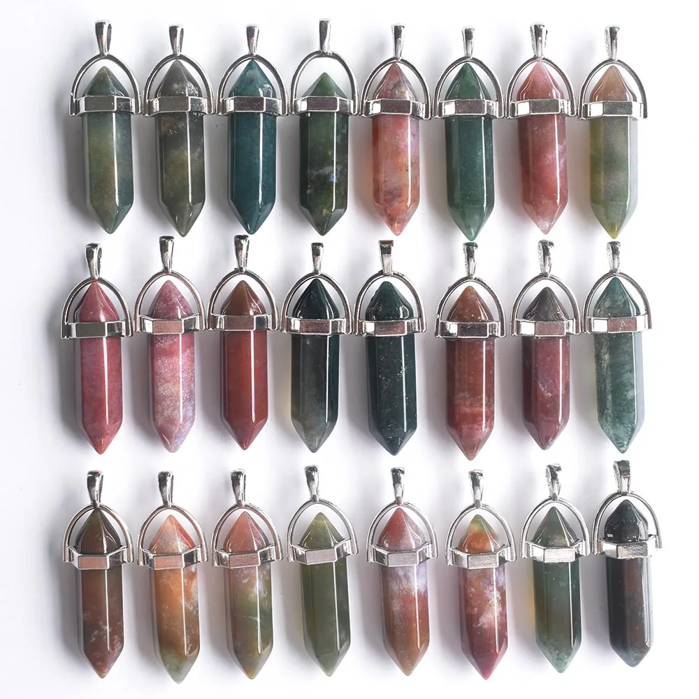 

2020 Fashion high quality natural india onyx bullet shape charms Chakra pendants fit necklace making 24pcs/lot Wholesale free